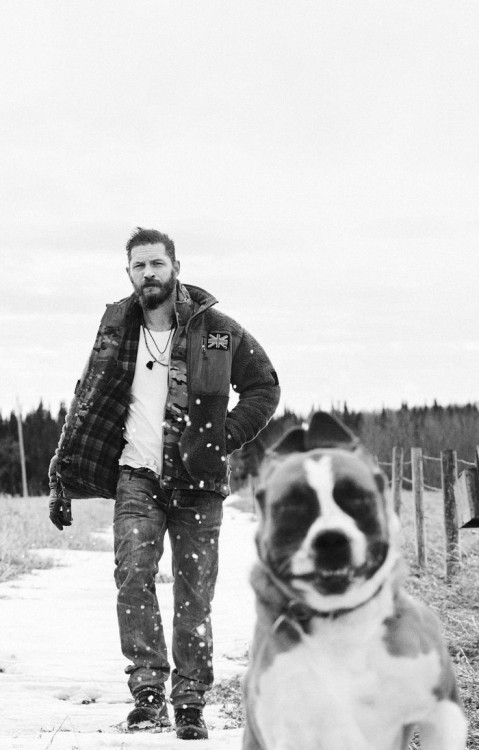 3intheam:tom hardy and a dog. original photography by greg williams (who else?)