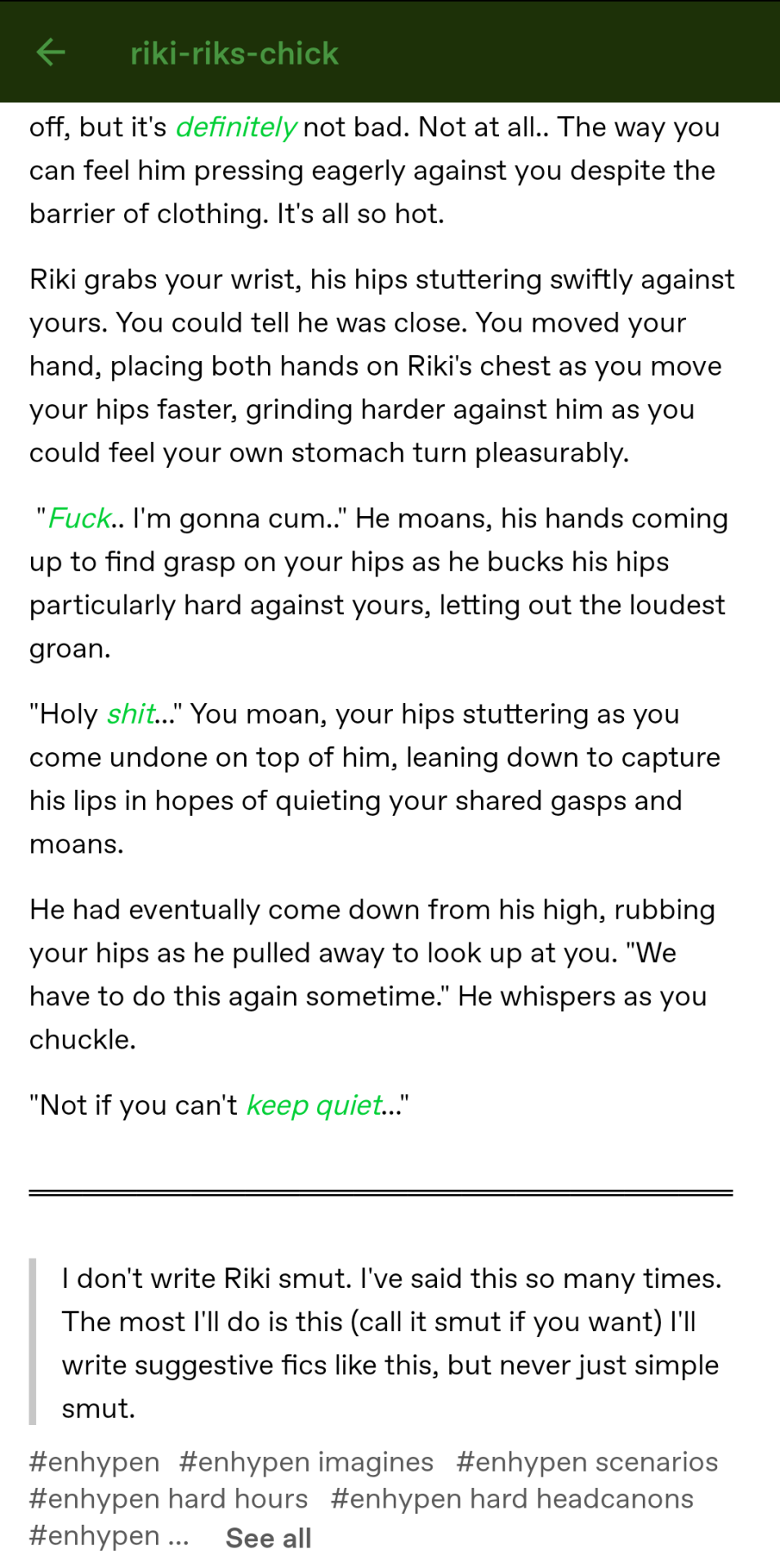 MINOR WRITING NSFW, Report And & Block.