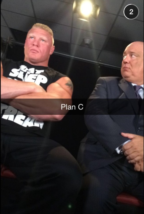 rhodesdynasty:Heyman and Lesnar look like a teenager and a parent in WWE’s snapchat.“Brock, I promis