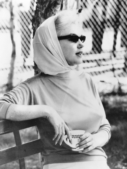 Marilyn Monroe watching a Yankees training at St. Petersburg, Florida, March 1961.