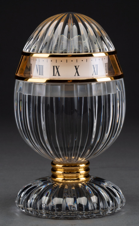 An Hour Lavigne and Baccarat Gilt-Metal and Glass Egg Clock, late 20th century.