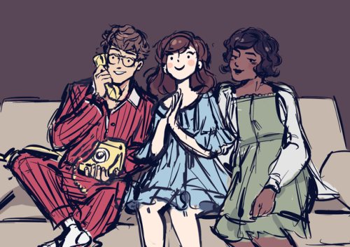 Some doodles of a trio of new OCs of mine  they’re from a story set in the 1960s… the three o