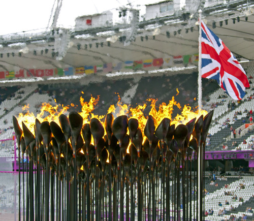 The Olympic Flame at the start of Day 11 of the London 2012 Olympics