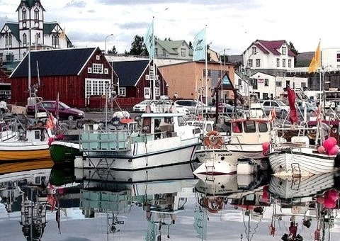 By Ystenes On Flickr.Husavik, A Harbor For Fishermen On The Northern Iceland.