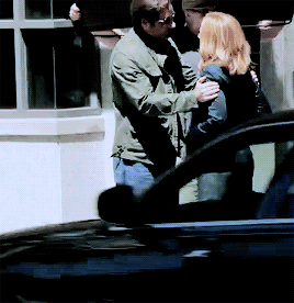 David Duchovny and Gillian Anderson on the set of The X-Files in Vancouver, British