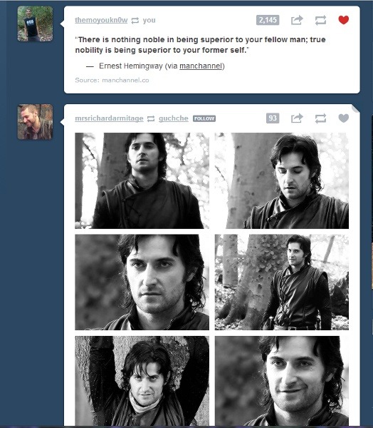 The story of Sir Guy of Gisborne, in a nutshell, on my dash.