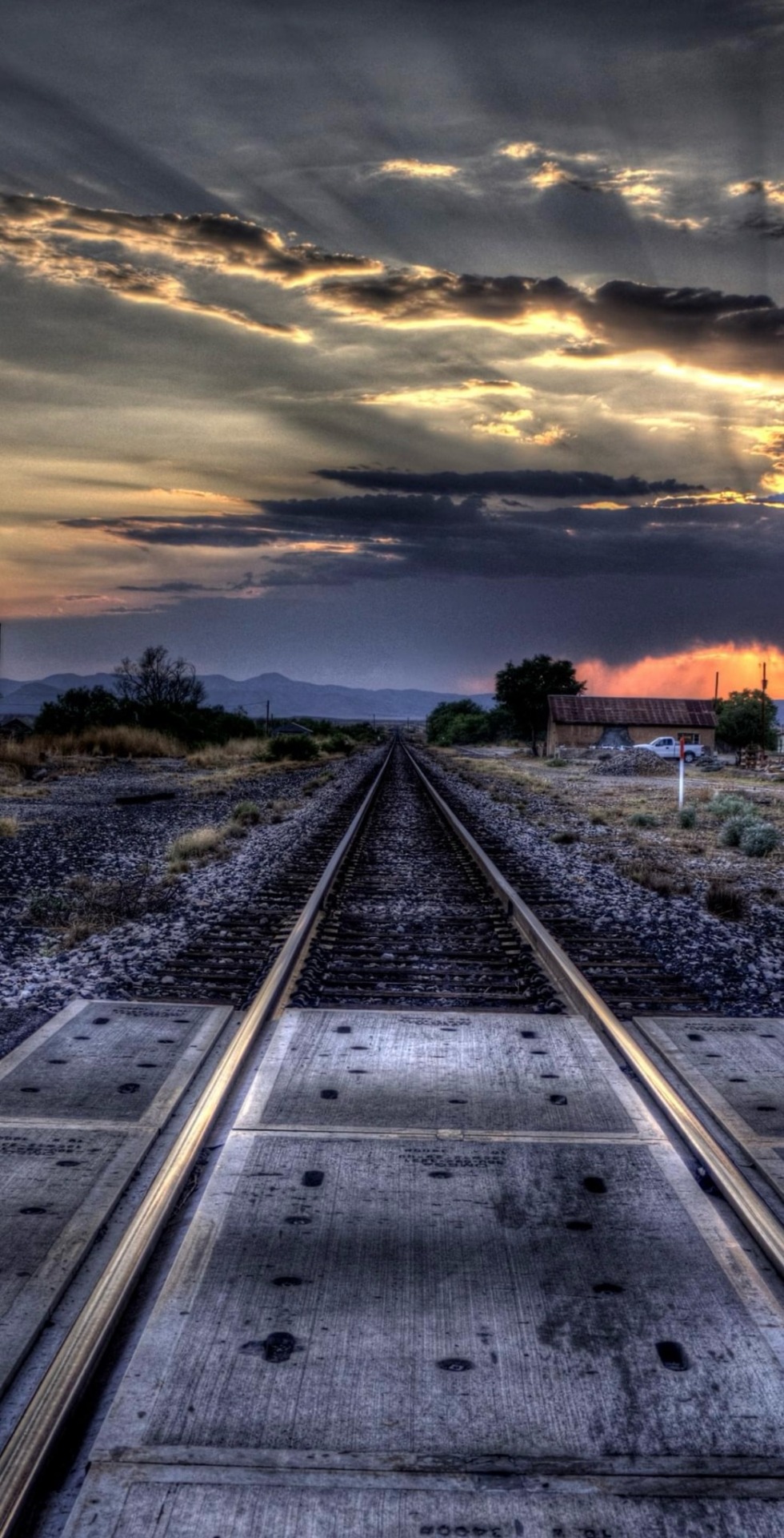 "West Texas Railroad Tracks At Sunset"