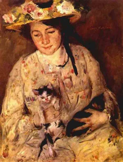 Young Woman with Cats  -   Lovis Corinth 1904German Painter, 1858-1925