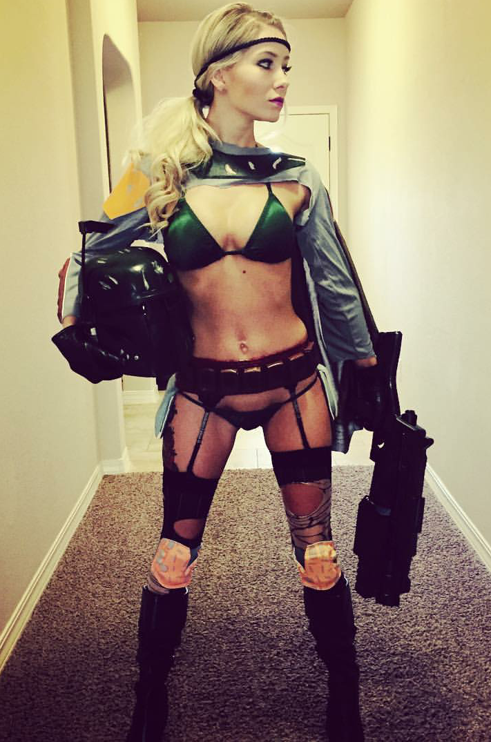 serpentines-fires:  Harli Lotts as Mandalorian….Bounty Hunter made Sexy