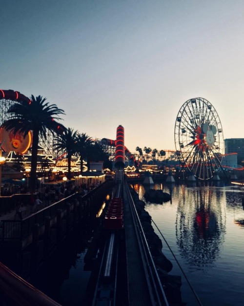 Good night from Pixar Pier #pixarpier #incredicoaster #mickeysdeathwheel #sunset #magicalsunset #sun