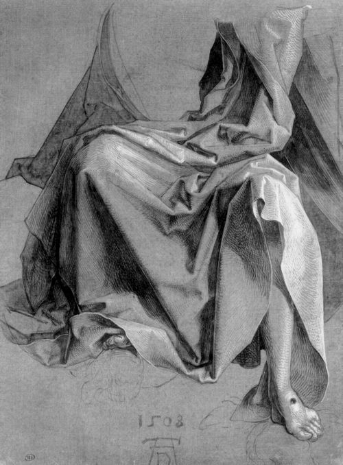 Albrecht Dürer, drapery studies, 1503-1508. Nuremberg, Germany. Via zeno.org