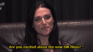 aledu89:  Katie McGrath and her love for Star Wars. It’s impossible not to love her. *Quotes a