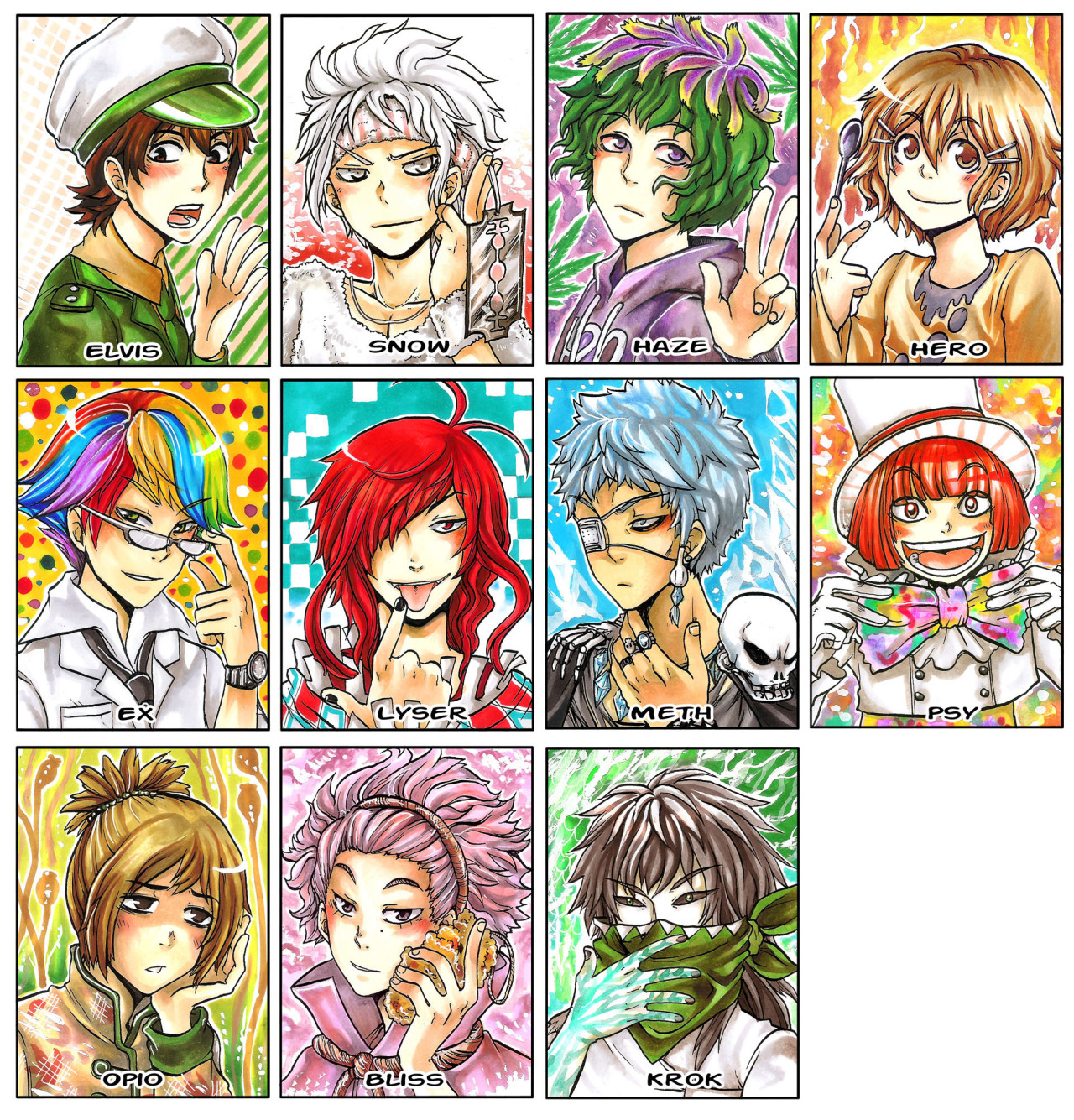 yaatelier:  drug gijinkas everywhere &lt;3 (card set for the next convention