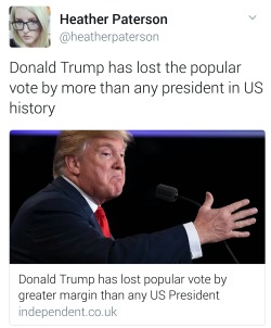 liberalsarecool:  liberalsarecool: Never let Trump forget he is the biggest loser. Second place forever. Not a legitimate president from day one. 