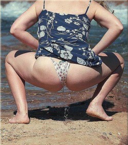 pissingbikini:  pissingbikini:  Now it is quite common way to piss in women  Pee in the beach  without undressing    I also run the following blogs: womenpeeinginnaturejustpeeingmypantswomenpeeingindoorswomenpeeingonrockssightpeeingtastefulcumshots