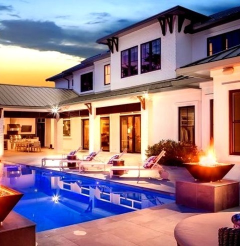 Poolhouse - Modern PoolPicture Of A Large, Minimalist Backyard With A Rectangular Pool