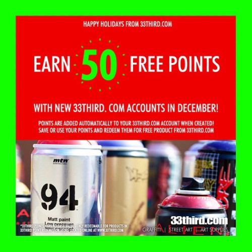 To get the holidays started right, we are starting you off with 50 points FREE!!! Earn 50 FREE 33thi