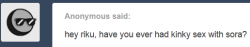 ask-masterriku:  -summons keyblade-Don’t you DARE speak of Sora using such foul language……We have done no such thing.