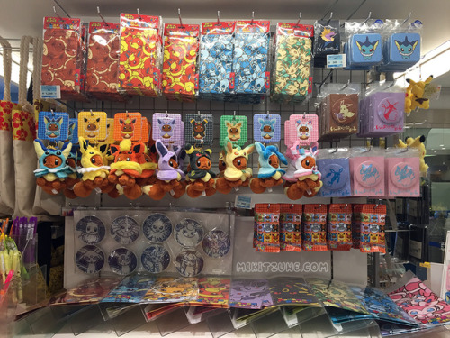 A display of merchandise from the Eevee Poncho series at Yokohama Pokemon Center~