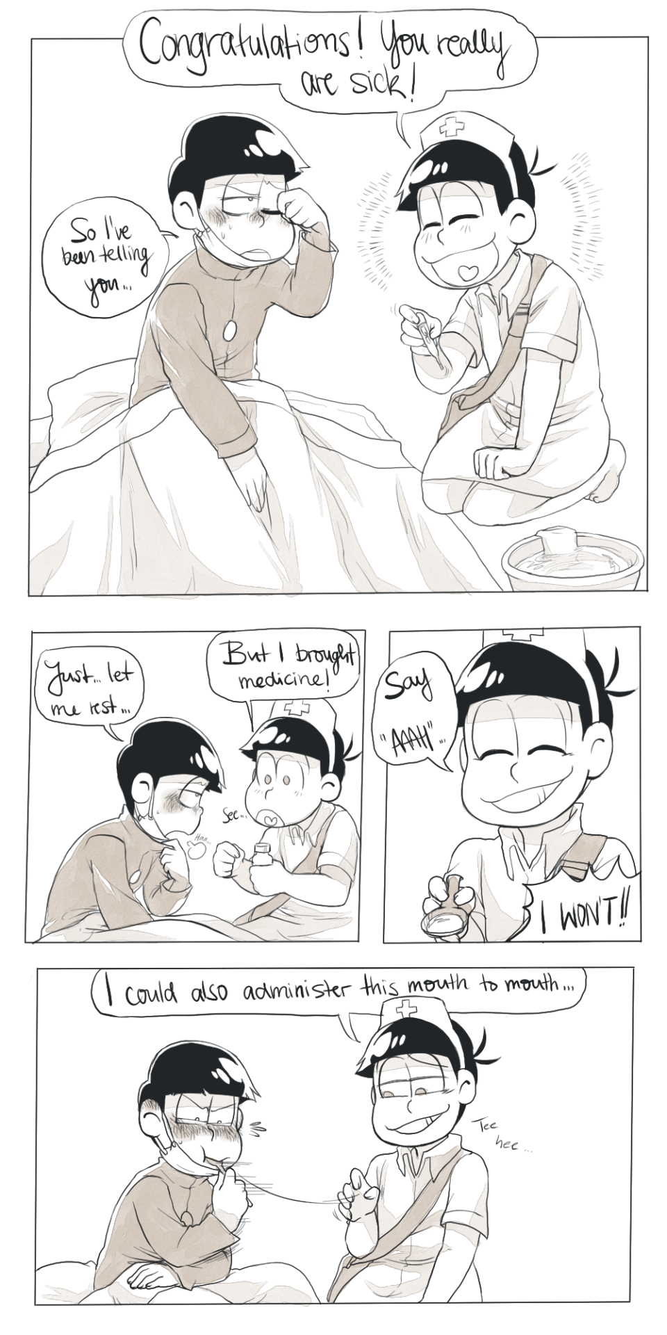 artsyhamster:  Please bury me in fanwork where Choro gets sick and Oso or any of
