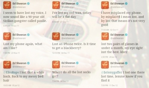  Ed Sheeran, losing things since 2009 