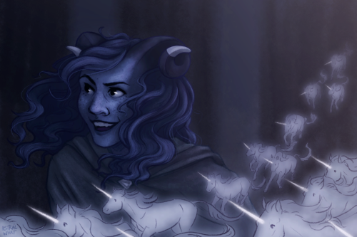 astralwhat:[Image description: A digital drawing of Jester from Critical Role. She’s grinning 