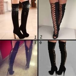 ideservenewshoesblog:  Shoespie Black Sequine Mid Heel Knee High Boots  2,3,4