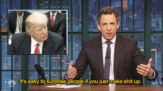 atomictiki: sandandglass:   Late Night With Seth Meyers, February 9, 2017    What