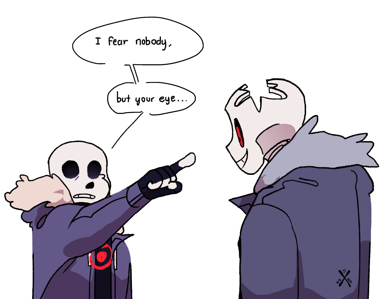 Drawing - Killer Sans VS Horror Sans ( UNDERTALE AU ) 