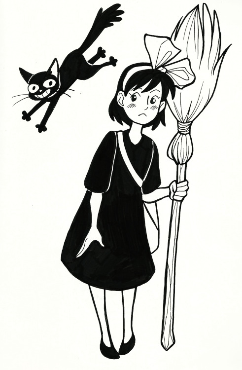 fluffycutecats:I want to post the rest of my october sketches. Kiki’s Delivary Service is one 