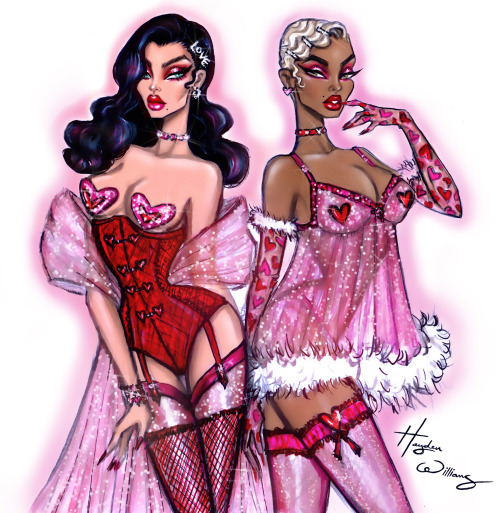 haydenwilliamsillustrations: Serving you double the Valentine’s Day glamour! Which one are you?   💗❤️💗  https://instagram.com/p/B8jTGU2hTFT/ 