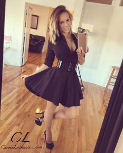 carrielachance:  Good morning! Happy Tuesday tease.  www.carrielachance.com #carrielachance #christianlouboutin #dresses #fashion #mirrorselfie #selfie #pantyhose #heels