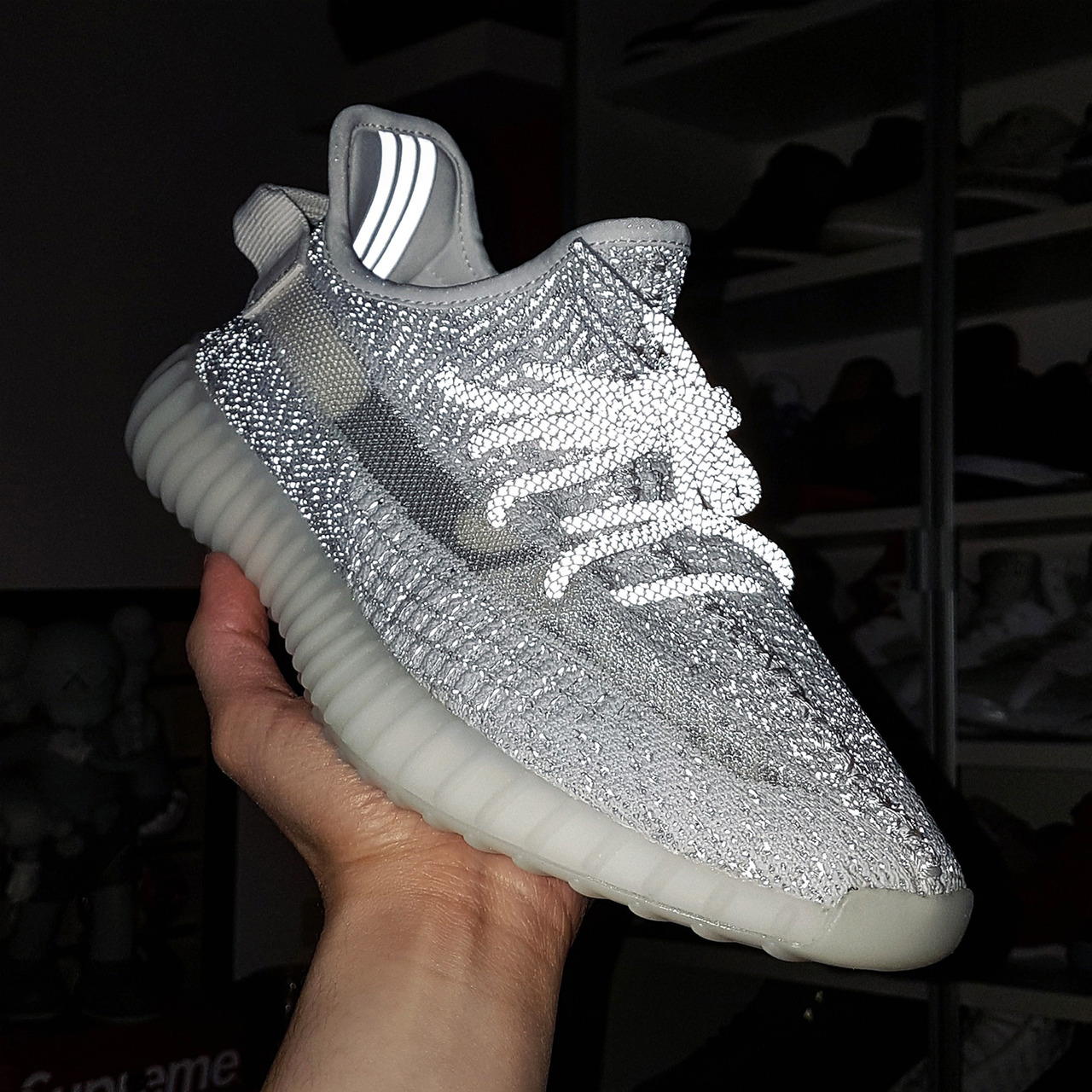 yeezy static at night