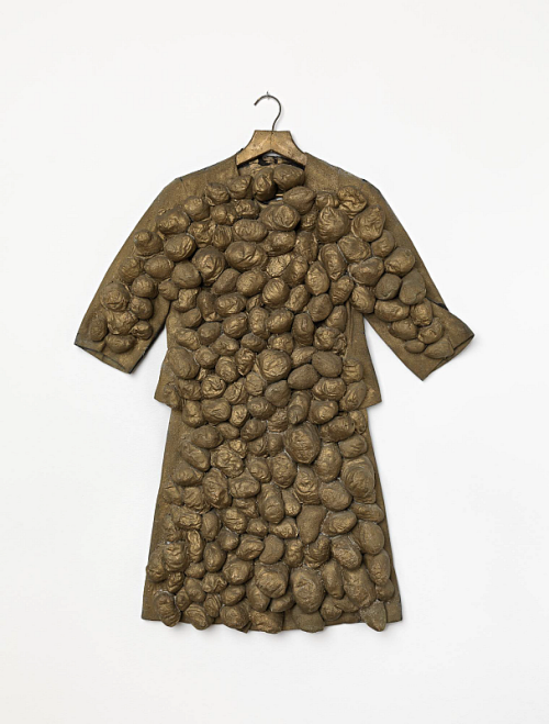 berndwuersching: Yayoi KusamaSuit, ca. 1962Painted textile application on suit, hanger101.6 x 76.2 x