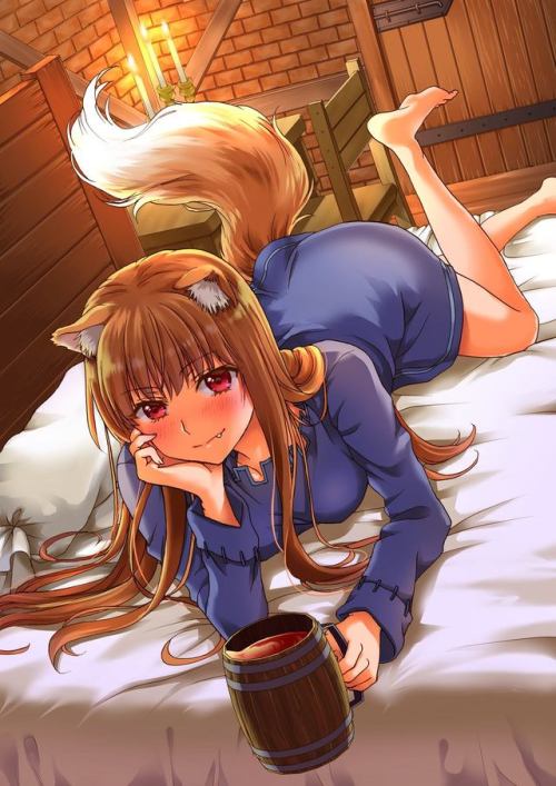 rarts:Very cute wolf girl Holo: Spice and Wolf anime illstration  [Artist: Hika]