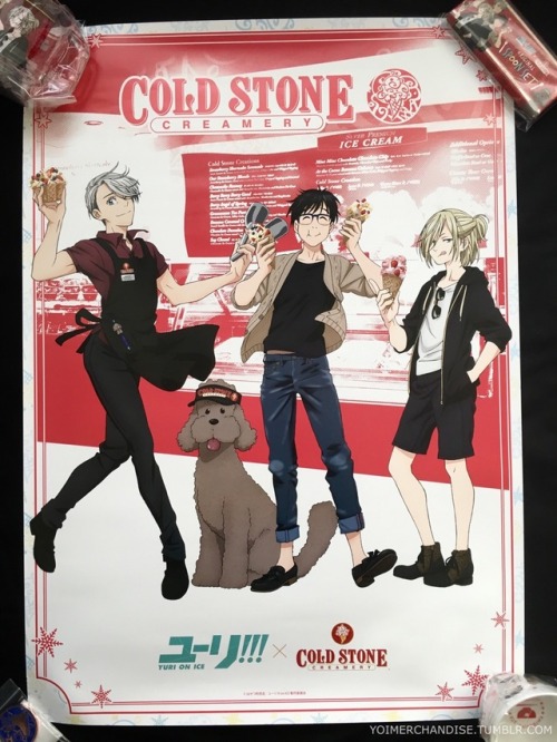 yoimerchandise: YOI x Cold Stone Creamery Collaboration Merchandise Original Release Date:September 2017 Featured Characters (4 Total):Viktor, Yuuri, Yuri, Makkachin Highlights:One of my favorite YOI collaborations yet (And quite fitting, when you think