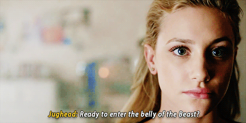 betty-and-jughead:  “Ready to enter the belly of the beast?” Betty and Jughead and their adorable exchange in her room ~ plus Juggie’s shy smile is everything!