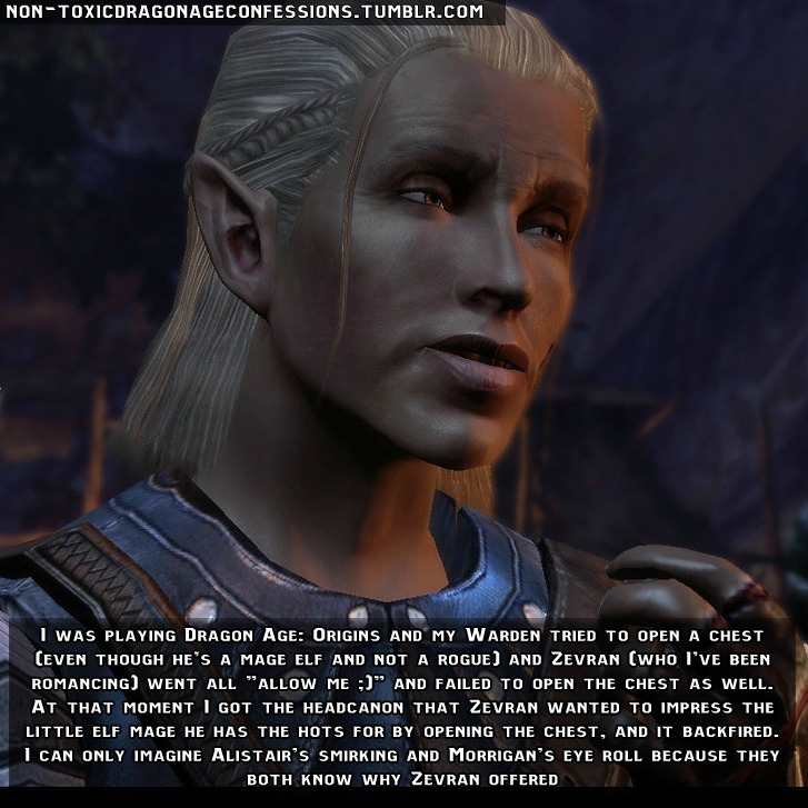 Bioware Confessions — I love romancing Zevran in Dragon Age: Origins, as