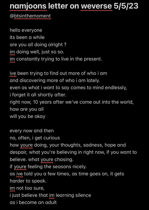 There Is Sadness, Joy, Hope And Fear In Namjoon's Words.