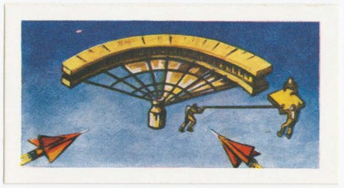 Arents Cigarette cards Into Space, including Laika, the Sputnik dog, 1957-58. USA. Via NYPL