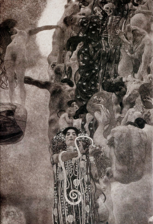 corpuscle-islands:Gustav Klimt’s ‘lost paintings’, destroyed in WWIIfrom top to bottom:Jurisprudence