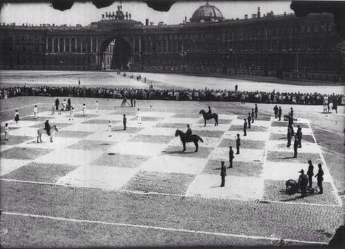 ollebosse:  Human chess in 1924, St. Petersburg, Russia.