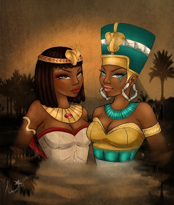 theblacksideoftown:  luxurycocoa:  rosiebeen:  Black queens, Cleopatra and Nefertiti😍😍