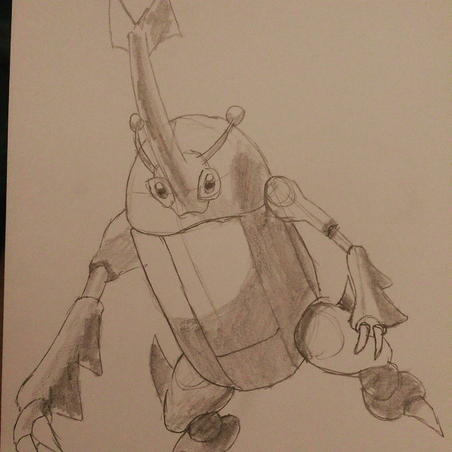 Late-night sketching #heracross #pokemon #bugtype #fightingtype #sketching