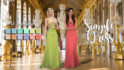 hieizzysims: Heavendy CC Simple Dress RECOLORThis dress is so gorgeous, but doesn’t have a lot of sw