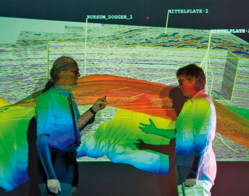 data-and-vision:SourceThis is a display of 3-d Seismic information. A pulse of energy is sent out in