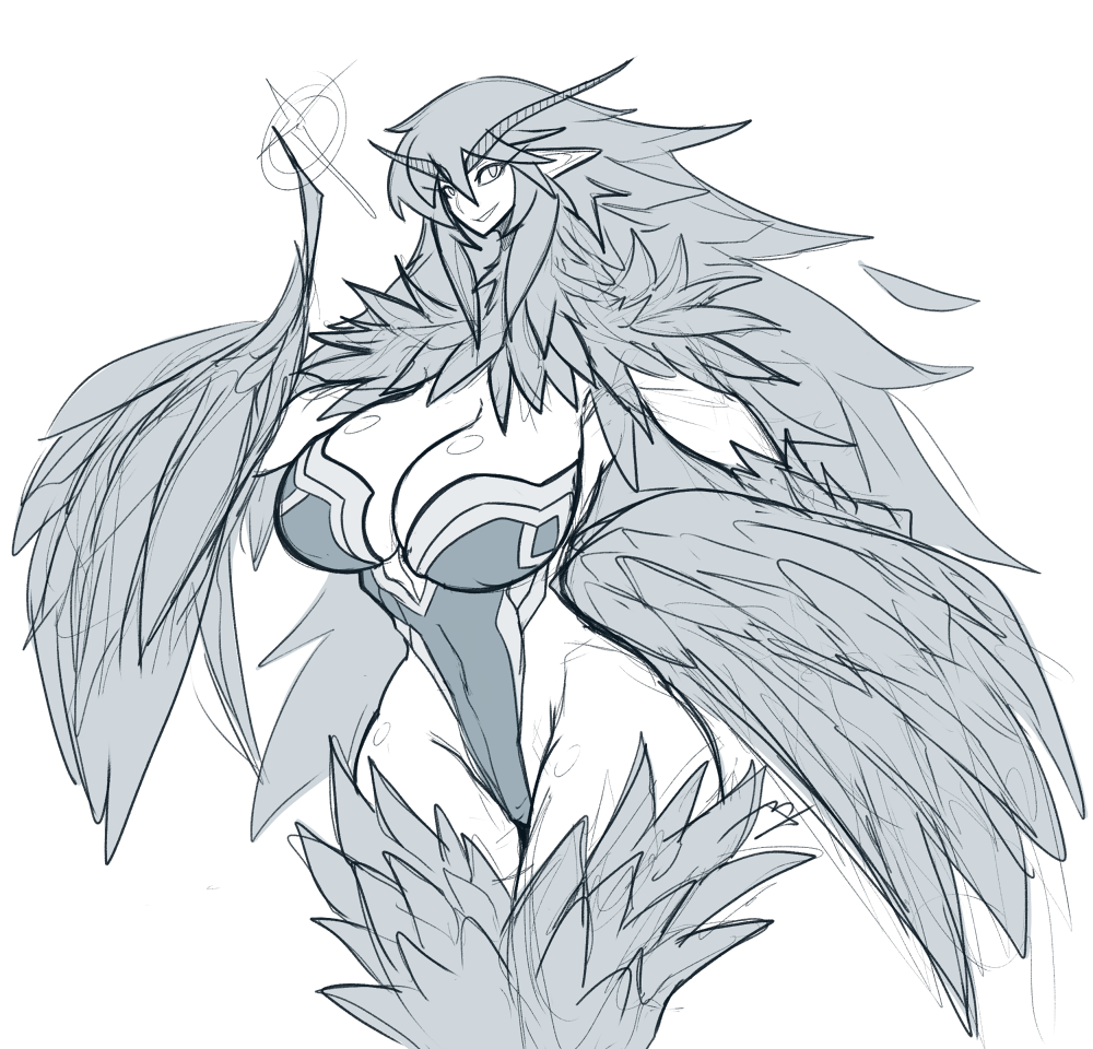 bizarrejuju:  Harpy doodle http://bizarrejuju.tumblr.com/post/142316855334/ 