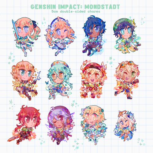 [Reblogs <3] PREORDERS for my Genshin Impact charms are now OPEN!! These were sooo fun to work on