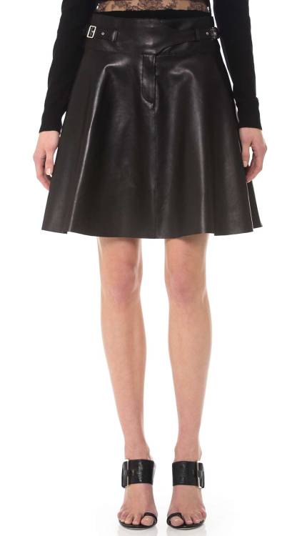 Leather Utility Flounce Skirt