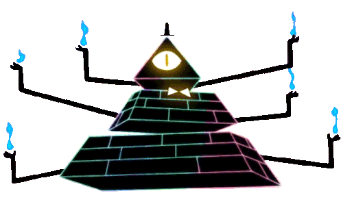 Bill Cipher’s pyramid form from S2E18 “Weirdmageddon Part 1″.(Thanks to Reddit user motrous for maki